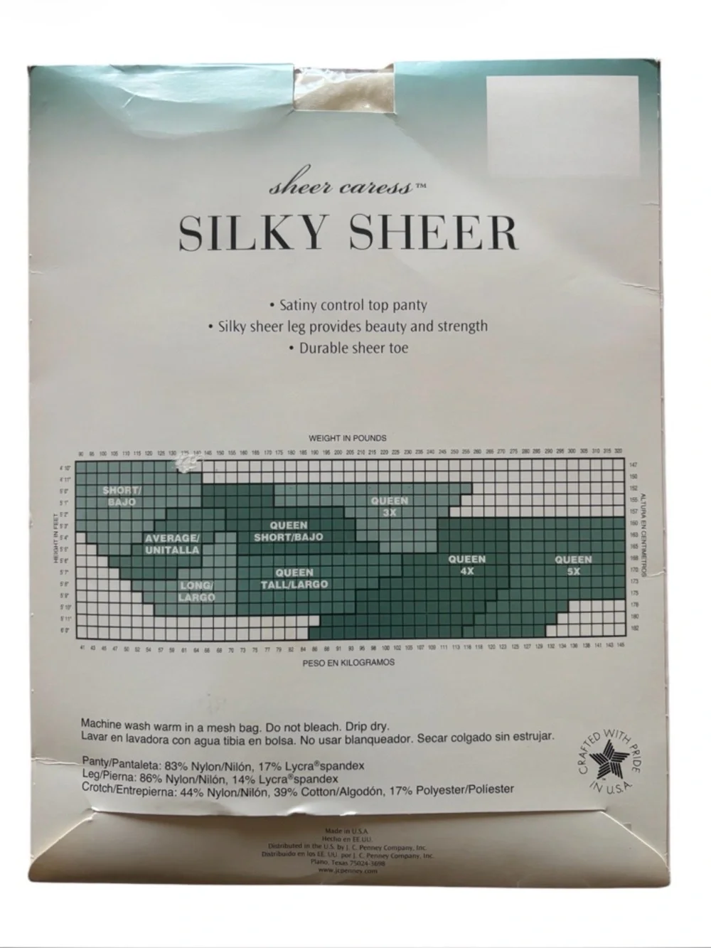 Silky Sheer | Short Bone 81 | Silky Sheer Pantyhose Control Top Durable Toe NWT